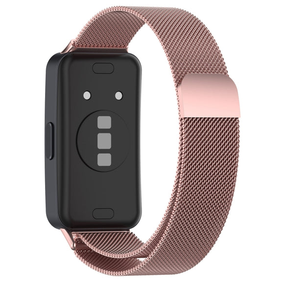 For Huawei Band 10 / 9 / 8 Milanese Metal Watch Band(Rose Pink)