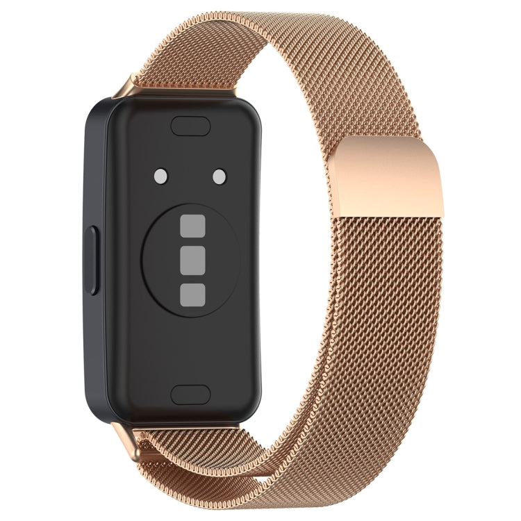 For Huawei Band 10 / 9 / 8 Milanese Metal Watch Band(Rose Gold)