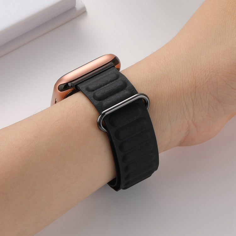 Magnetic Reverse Buckle Watch Band For Apple Watch Series 8&7 41mm(Black)