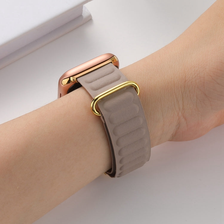 Magnetic Reverse Buckle Watch Band For Apple Watch Series 8&7 41mm(Starlight Grey)