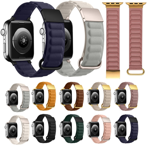 Magnetic Reverse Buckle Watch Band For Apple Watch Series 8&7 41mm(Black)