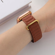 Magnetic Reverse Buckle Watch Band For Apple Watch Series 8&7 45mm(Saddle Brown)