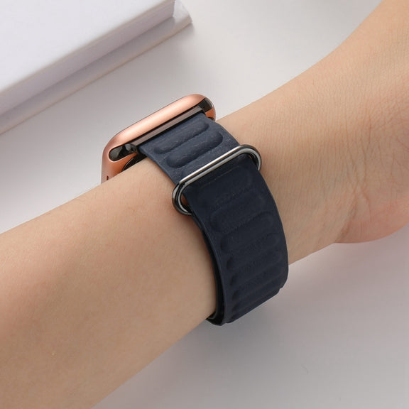 Magnetic Reverse Buckle Watch Band For Apple Watch Series 8&7 45mm(Indigo Blue)