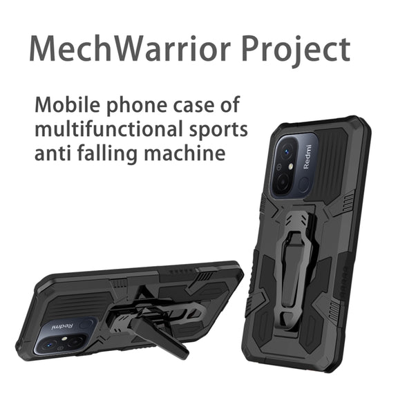 For Xiaomi Redmi 12C Armor Warrior Shockproof PC + TPU Phone Case(Black)