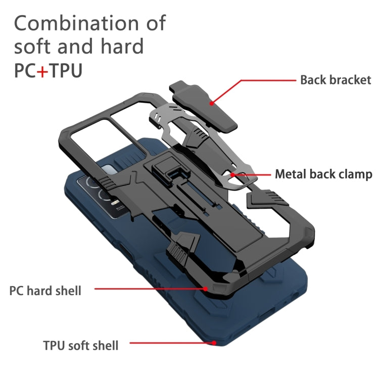 For Samsung Galaxy A34 Armor Warrior Shockproof PC + TPU Phone Case(Blue)