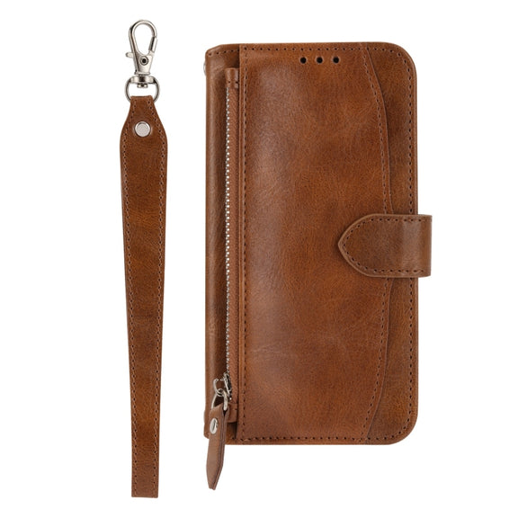 For Xiaomi Redmi 12C Oil Skin Zipper Wallet Leather Phone Case(Brown)