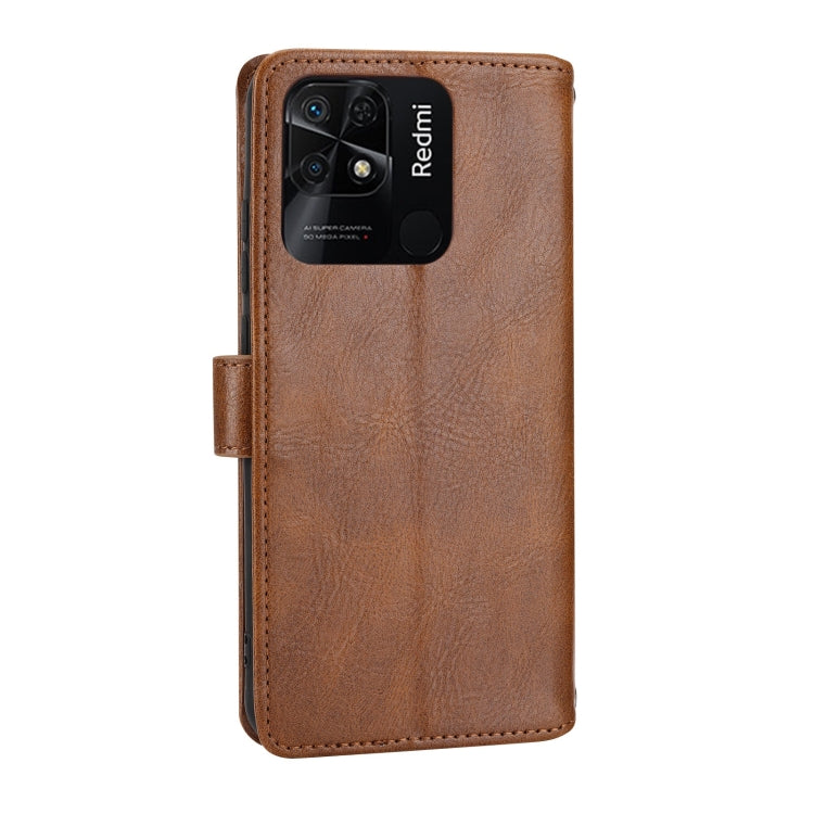 For Xiaomi Redmi 12C Oil Skin Zipper Wallet Leather Phone Case(Brown)