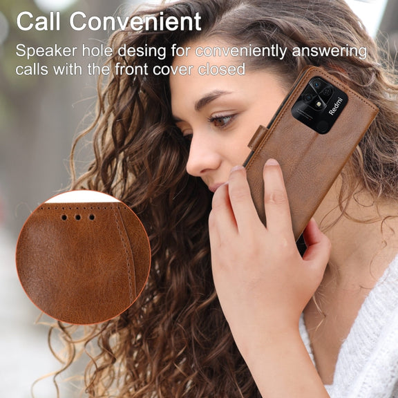 For Xiaomi Redmi 12C Oil Skin Zipper Wallet Leather Phone Case(Brown)