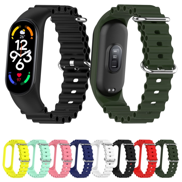 For Xiaomi Mi Band 7 / 6 / 5 / 4 / 3 Solid Color Marine Silicone Breathable Watch Band(Red)
