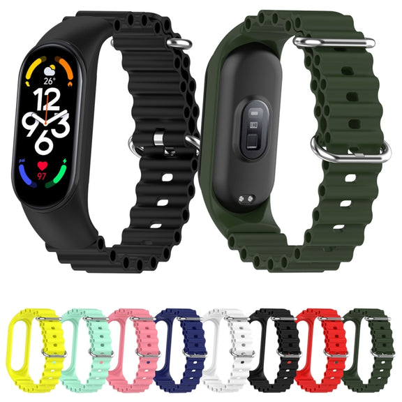 For Xiaomi Mi Band 7 / 6 / 5 / 4 / 3 Solid Color Marine Silicone Breathable Watch Band(Red)