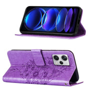 For Xiaomi Redmi Note 12 Pro+ 5G / Note 12 Explorer Embossed Butterfly Leather Phone Case(Light Purple)