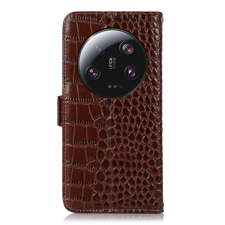 For Xiaomi 13 Ultra Crocodile Top Layer Cowhide Leather Phone Case(Brown)