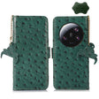 For Xiaomi 13 Ultra Ostrich Pattern Genuine Leather RFID Phone Case(Green) - 13 Ultra Cases by PMC TechLife | Online Shopping South Africa | PMC TechLife