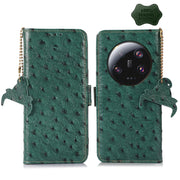 For Xiaomi 13 Ultra Ostrich Pattern Genuine Leather RFID Phone Case(Green)