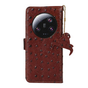 For Xiaomi 13 Ultra Ostrich Pattern Genuine Leather RFID Phone Case(Coffee)