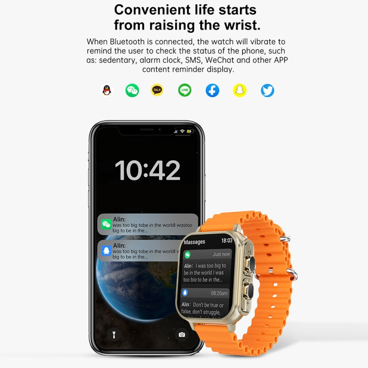 N22 2 in 1 1.96 inch HD Display Sport Bluetooth Call Earphone Smart Watch(Orange)