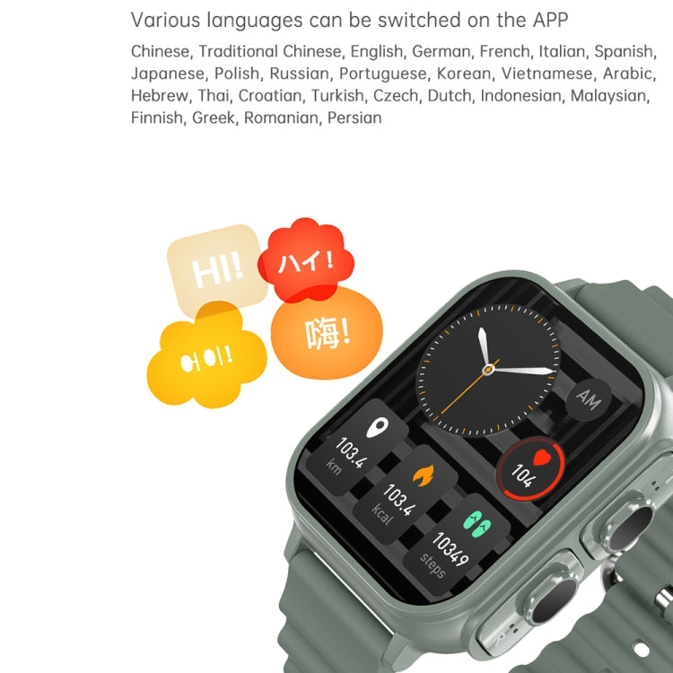 N22 2 in 1 1.96 inch HD Display Sport Bluetooth Call Earphone Smart Watch(Green)