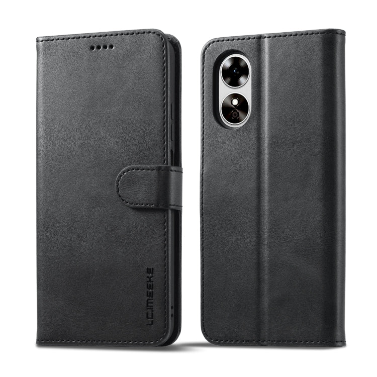 For OPPO A78 5G Global LC.IMEEKE Calf Texture Horizontal Flip Leather Case(Black)