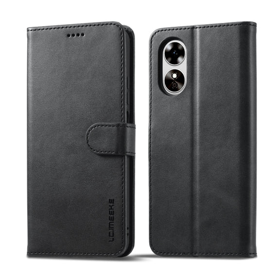 For OPPO A78 5G Global LC.IMEEKE Calf Texture Horizontal Flip Leather Case(Black)