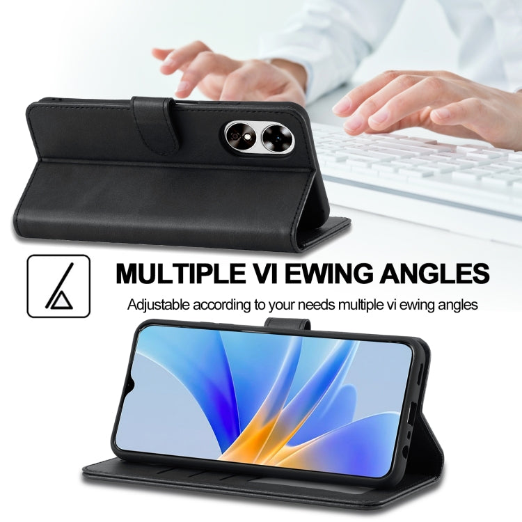 For OPPO A78 5G Global LC.IMEEKE Calf Texture Horizontal Flip Leather Case(Black)