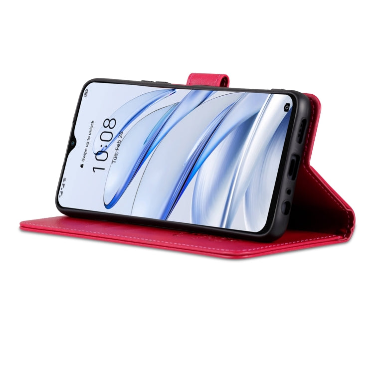 For Honor 70 Lite AZNS Sheepskin Texture Flip Leather Phone Case(Red)