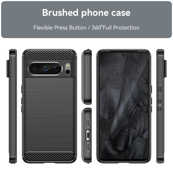 For Google Pixel 8 Pro Carbon Fiber Brushed Texture TPU Case(Black)