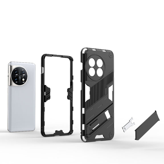 For OnePlus 11 5G Punk Armor 2 in 1 PC + TPU Shockproof Phone Case with Invisible Holder(Green)
