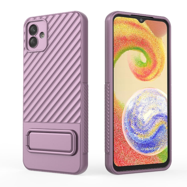 For Samsung Galaxy A04 4G Wavy Texture TPU Phone Case with Lens Film(Purple)
