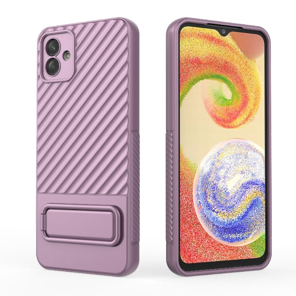 For Samsung Galaxy A04 4G Wavy Texture TPU Phone Case with Lens Film(Purple)