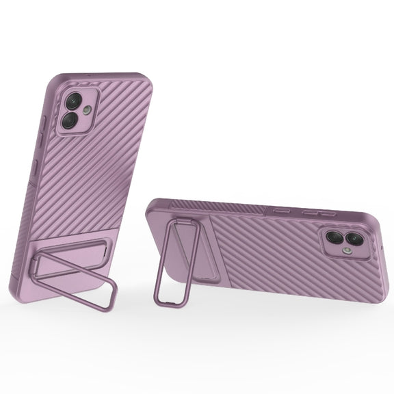For Samsung Galaxy A04 4G Wavy Texture TPU Phone Case with Lens Film(Purple)