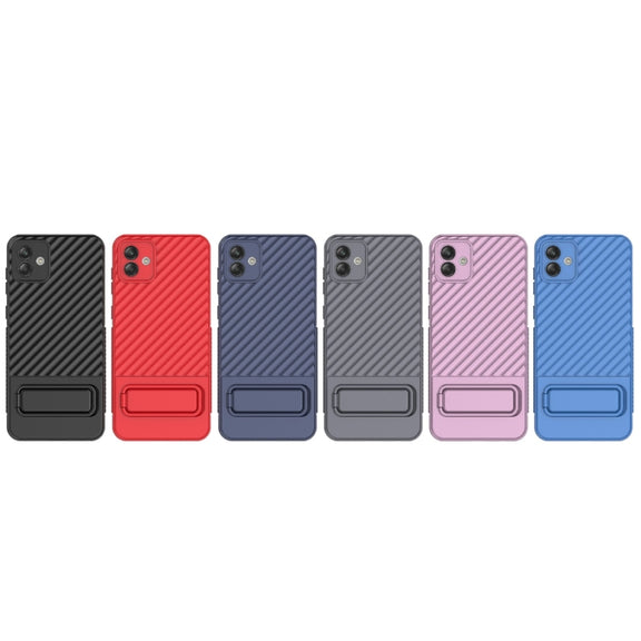 For Samsung Galaxy A04 4G Wavy Texture TPU Phone Case with Lens Film(Purple)
