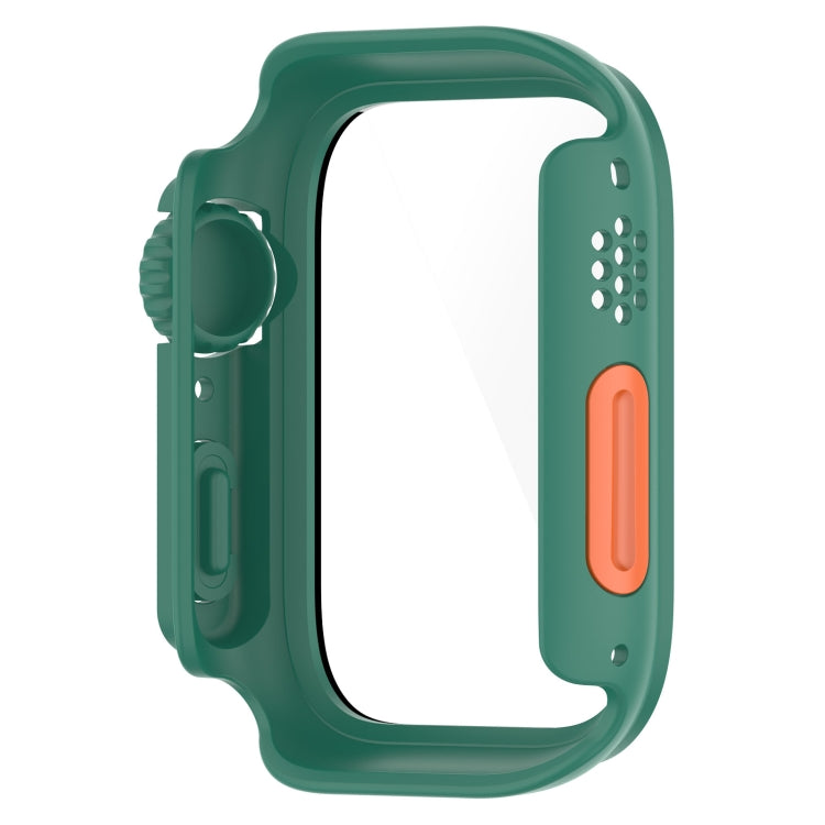 For Apple Watch Series 8 & 7 41mm Tempered Film + PC Integrated Watch Protective Case(Green)