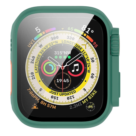 For Apple Watch Series 8 & 7 41mm Tempered Film + PC Integrated Watch Protective Case(Green)