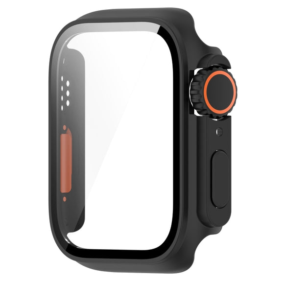 For Apple Watch Series 8 & 7 41mm Tempered Film + PC Integrated Watch Protective Case(Black)