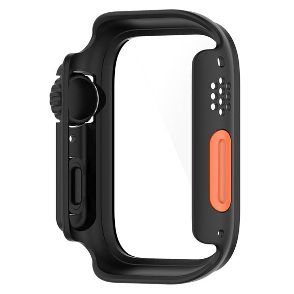 For Apple Watch Series 8 & 7 41mm Tempered Film + PC Integrated Watch Protective Case(Black)
