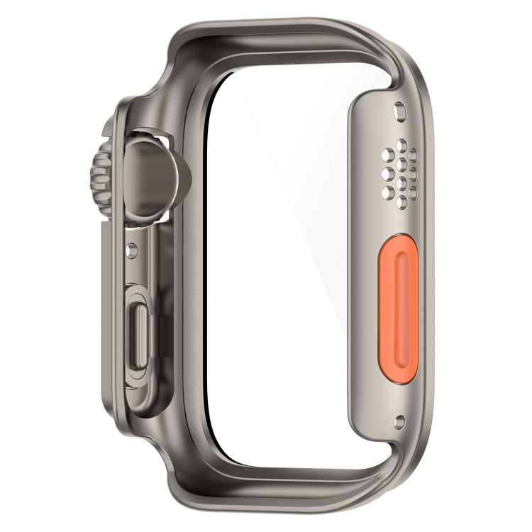 For Apple Watch Series 8 & 7 41mm Tempered Film + PC Integrated Watch Protective Case(Titanium Steel)