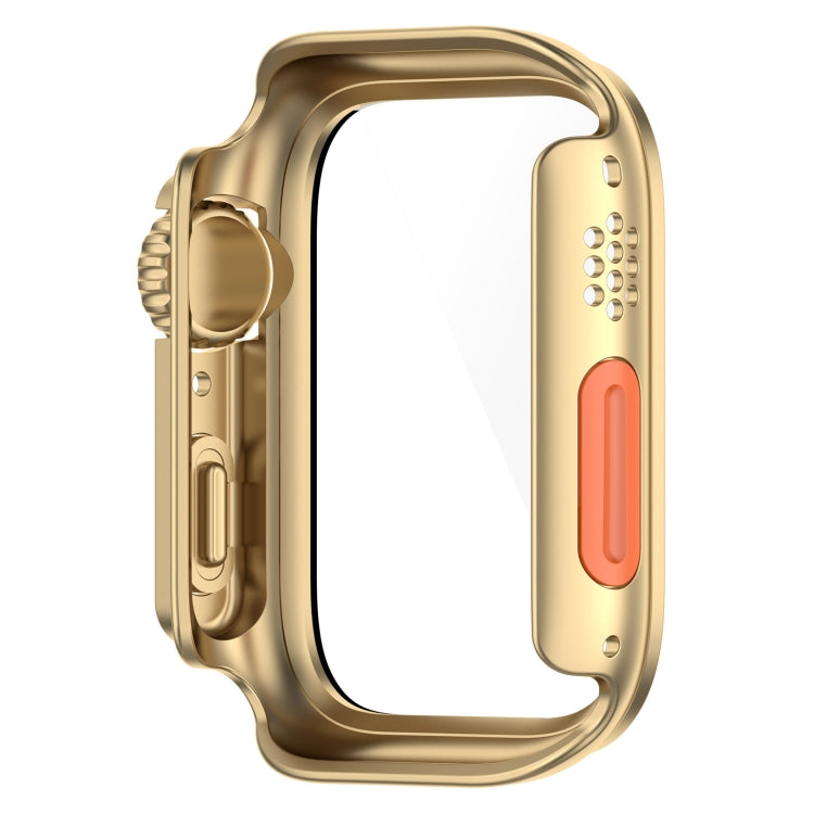 For Apple Watch Series 8 & 7 41mm Tempered Film + PC Integrated Watch Protective Case(Champagne Gold)