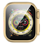 For Apple Watch Series 8 & 7 41mm Tempered Film + PC Integrated Watch Protective Case(Champagne Gold)