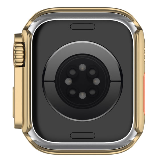 For Apple Watch Series 8 & 7 41mm Tempered Film + PC Integrated Watch Protective Case(Champagne Gold)