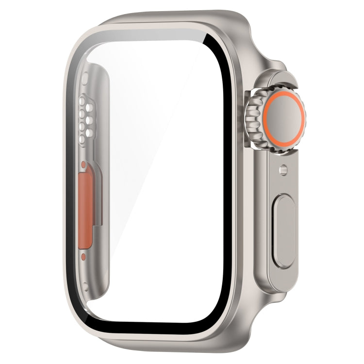 For Apple Watch Series 8 & 7 41mm Tempered Film + PC Integrated Watch Protective Case(Starlight Color)