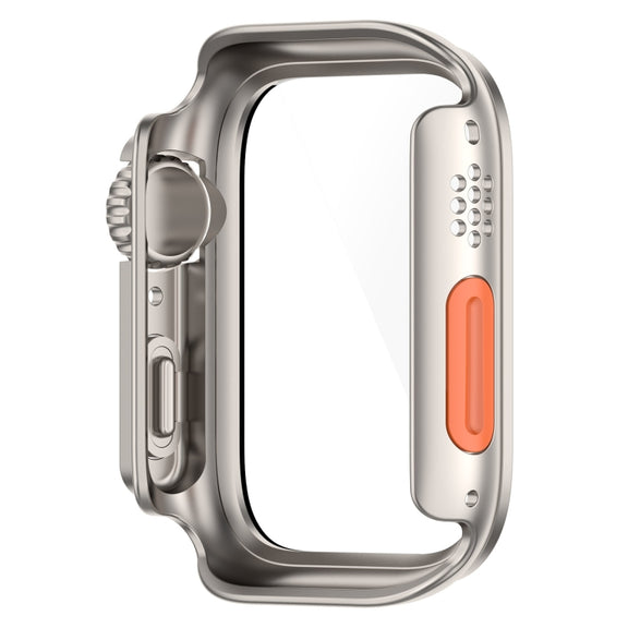 For Apple Watch Series 8 & 7 41mm Tempered Film + PC Integrated Watch Protective Case(Starlight Color)