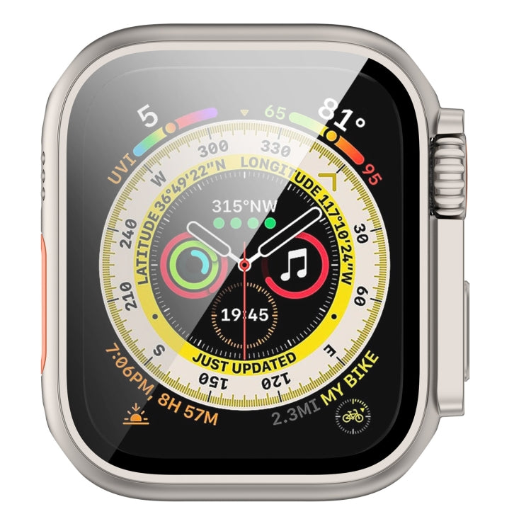 For Apple Watch Series 8 & 7 41mm Tempered Film + PC Integrated Watch Protective Case(Starlight Color)