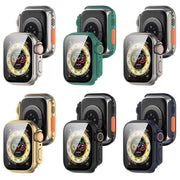 For Apple Watch Series 8 & 7 41mm Tempered Film + PC Integrated Watch Protective Case(Starlight Color)