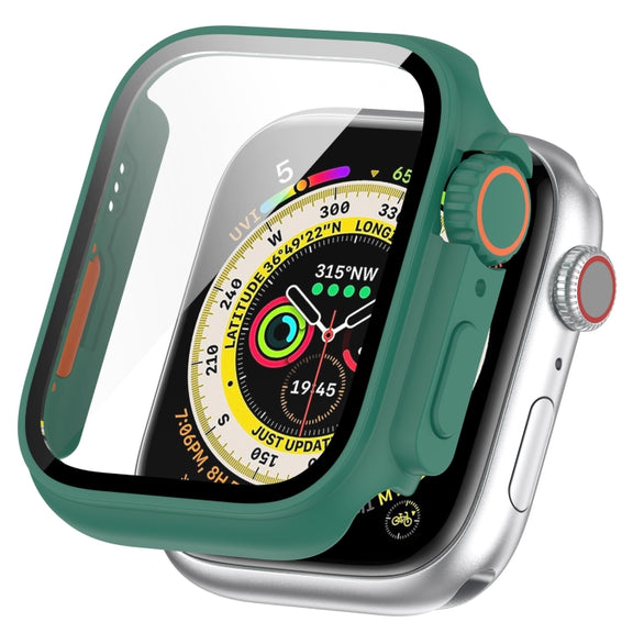 For Apple Watch Series SE 2 / 6 / SE / 5 / 4 44mm Tempered Film + PC Integrated Watch Protective Case(Green)