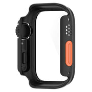 For Apple Watch Series 8 & 7 45mm Tempered Film + PC Integrated Watch Protective Case(Black)