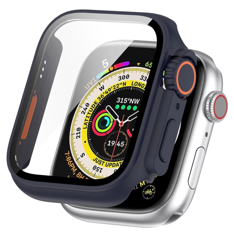 For Apple Watch Series 8 & 7 45mm Tempered Film + PC Integrated Watch Protective Case(Midnight Blue)