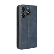 For Tecno Spark 10 Pro / K17 Magnetic Buckle Retro Texture Leather Phone Case(Blue)