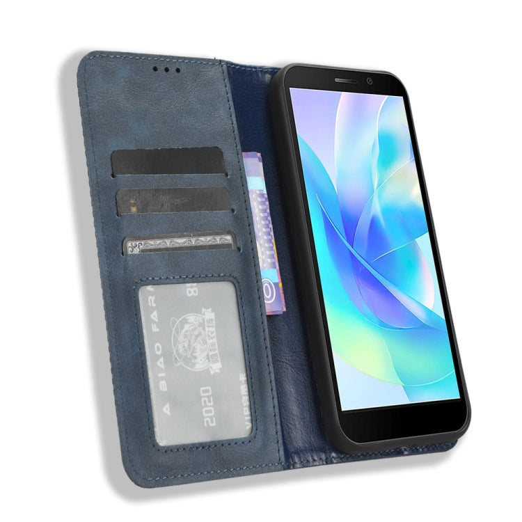 For Doogee X97 / X97 Pro Magnetic Buckle Retro Texture Leather Phone Case(Blue)