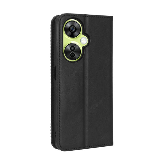 For OnePlus Nord CE 3 Lite Magnetic Buckle Retro Texture Leather Phone Case(Black)