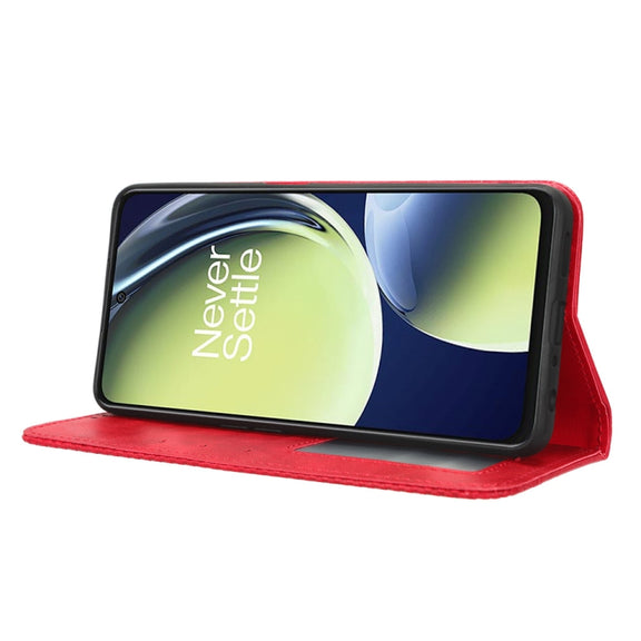 For OnePlus Nord CE 3 Lite Magnetic Buckle Retro Texture Leather Phone Case(Red)
